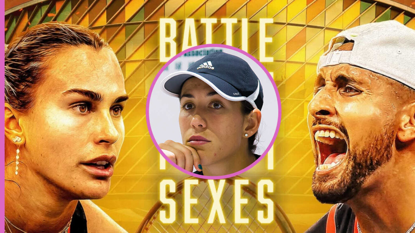 Pictured: Aryna Sabalenka and Nick Kyrgios with inset of Garbine Muguruza