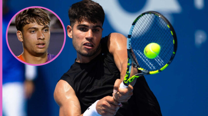 Pictured: Carlos Alcaraz with Flavio Cobolli inset