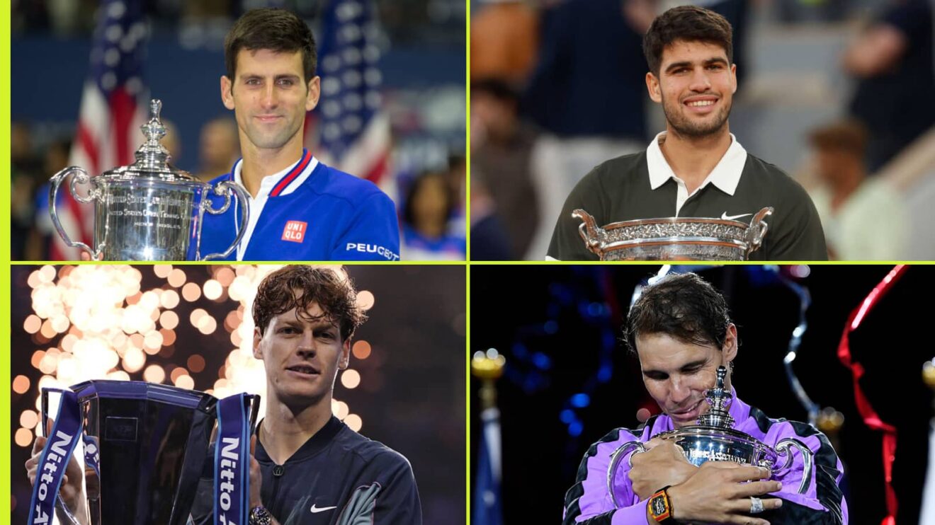 Novak Djokovic, Carlos Alcaraz, Jannik Sinner and Rafael Nadal