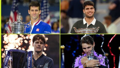 Novak Djokovic, Carlos Alcaraz, Jannik Sinner and Rafael Nadal