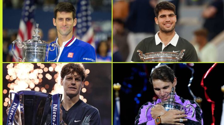 Novak Djokovic, Carlos Alcaraz, Jannik Sinner and Rafael Nadal