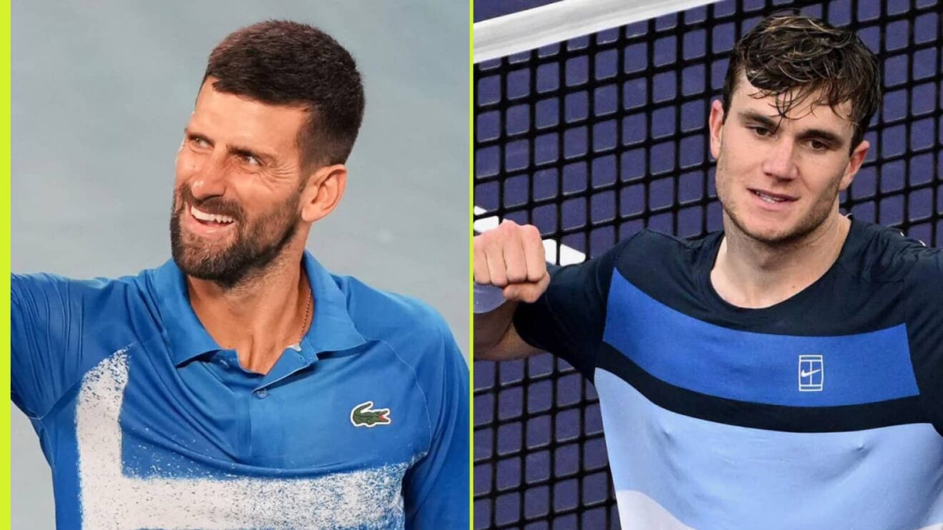 Novak Djokovic and Jack Draper in action