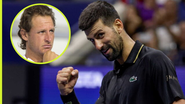 Pictured: David Nalbandian and Novak Djokovic.