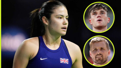 Pictured: Emma Raducanu with insets of Jack Draper and Lloyd Glasspool