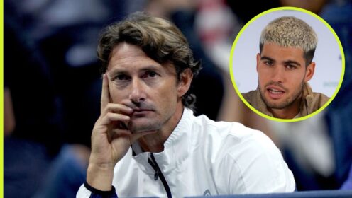 Pictured: Juan Carlos Ferrero and Carlos Alcaraz