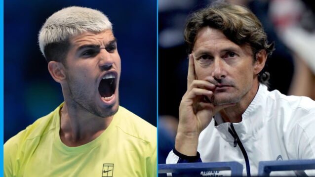 Pictured L-R: Carlos Alcaraz and Juan Carlos Ferrero.