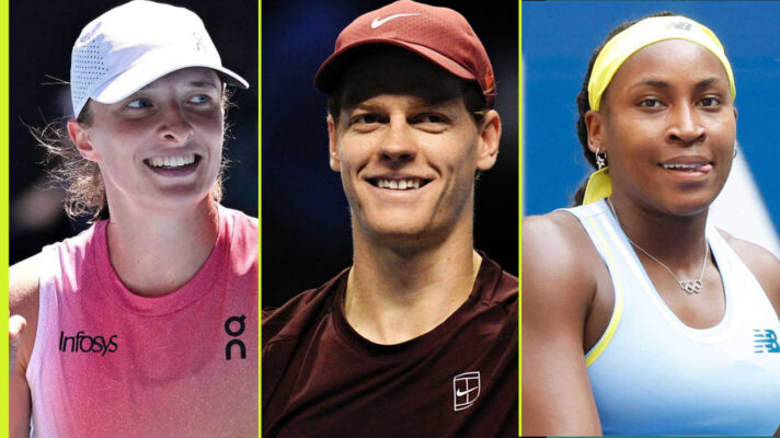 Pictured: Iga Swiatek, Jannik Sinner and Coco Gauff