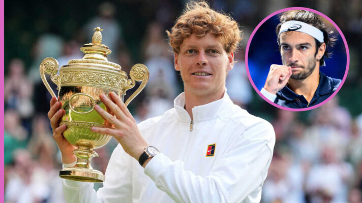 Pictured: Jannik Sinner with inset of Lorenzo Musetti