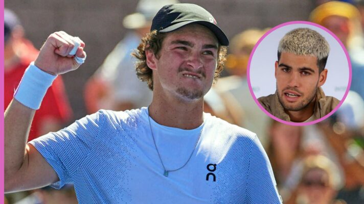 Pictured: Joao Fonseca and Carlos Alcaraz.