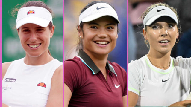Pictured: Johanna Konta, Emma Raducanu and Katie Boulter