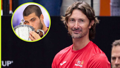 Pictured: Juan Carlos Ferrero with inset of Carlos Alcaraz