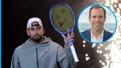 Nick Kyrgios and (inset) Greg Rusedski