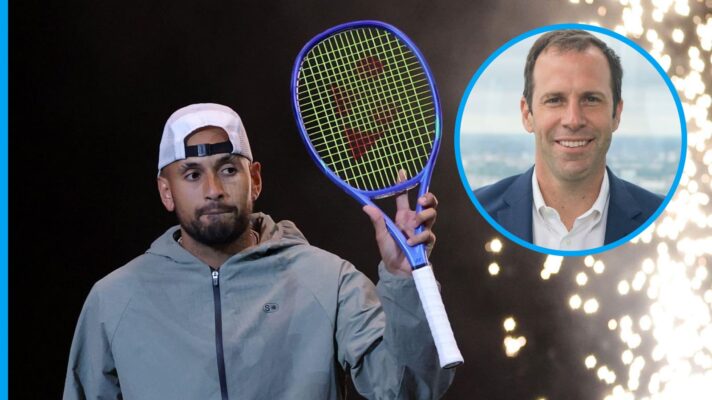 Nick Kyrgios and (inset) Greg Rusedski