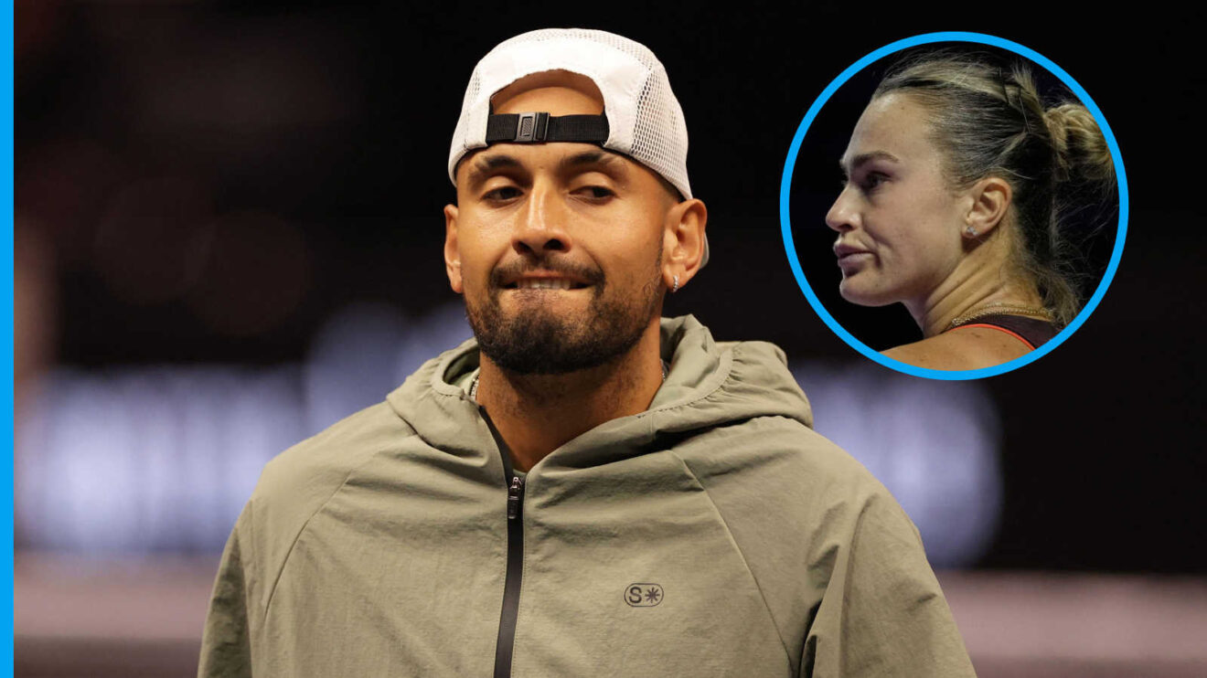 Pictured: Nick Kyrgios with inset of Aryna Sabalenka