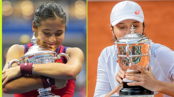 Pictured: Emma Raducanu and Iga Swiatek.