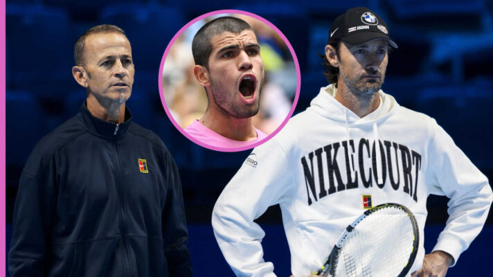 Pictured: Samuel Lopez and Juan Carlos Ferrero with Carlos Alcaraz inset