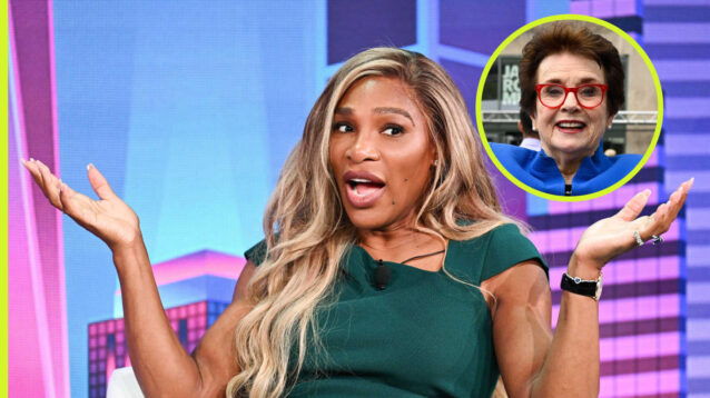Pictured: Serena Williams with inset of Billie Jean King