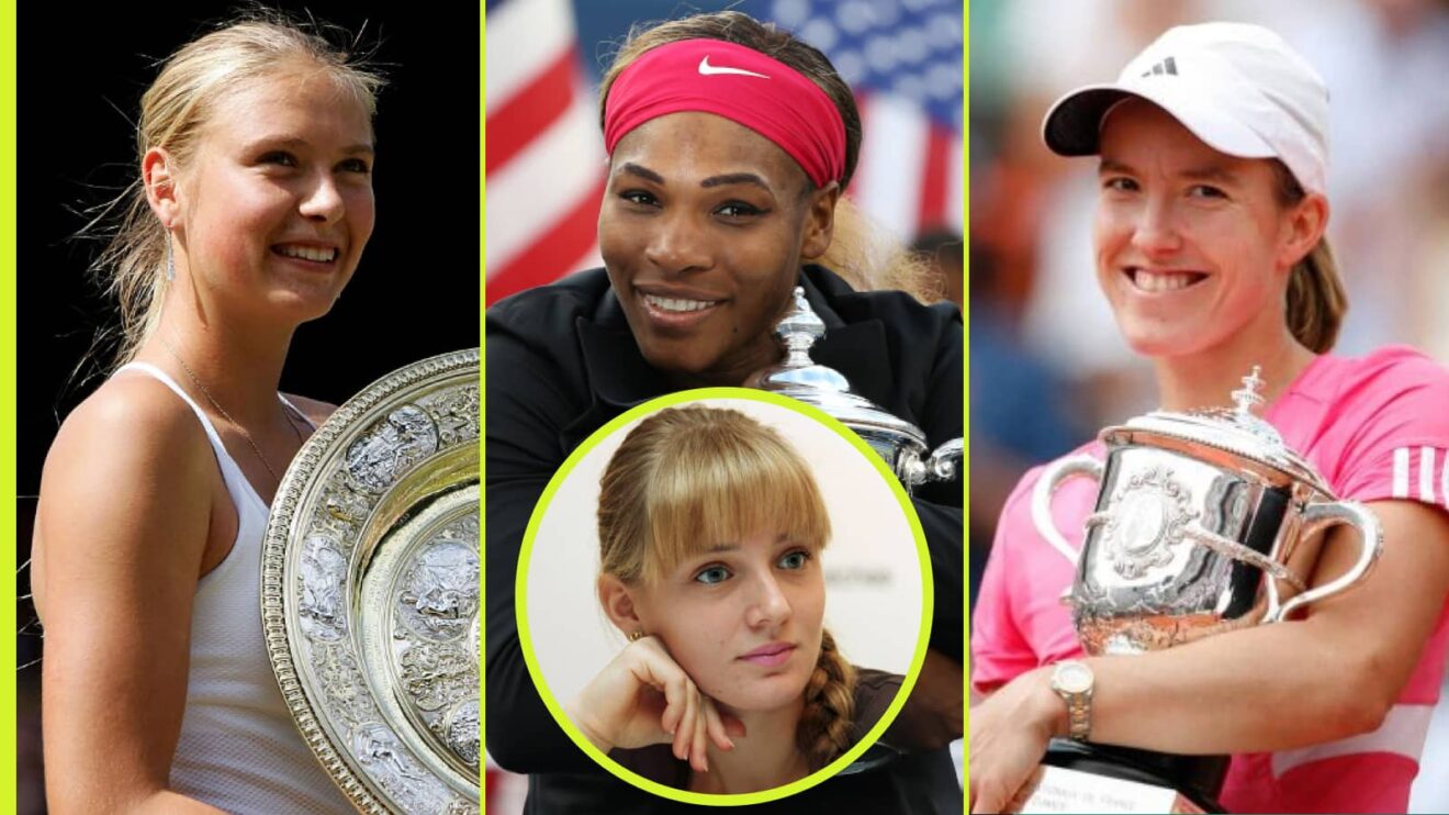 Maria Sharapova, Serena Williams and Justine Henin with Anna Chakvetadze