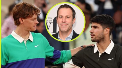 Jannik Sinner, Carlos Alcaraz and Greg Rusedski