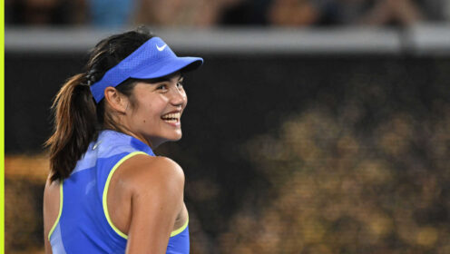 Pictured: Emma Raducanu during a match