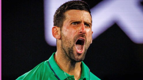 Pictured: A delighted Novak Djokovic