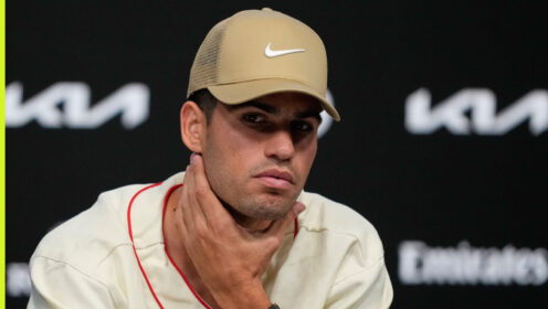 Carlos Alcaraz faces the media