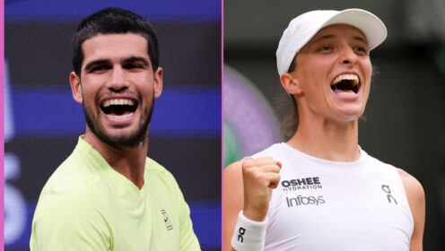 Pictured L-R: Carlos Alcaraz and Iga Swiatek.