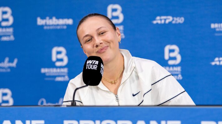 Pictured: Amanda Anisimova in a press conference.