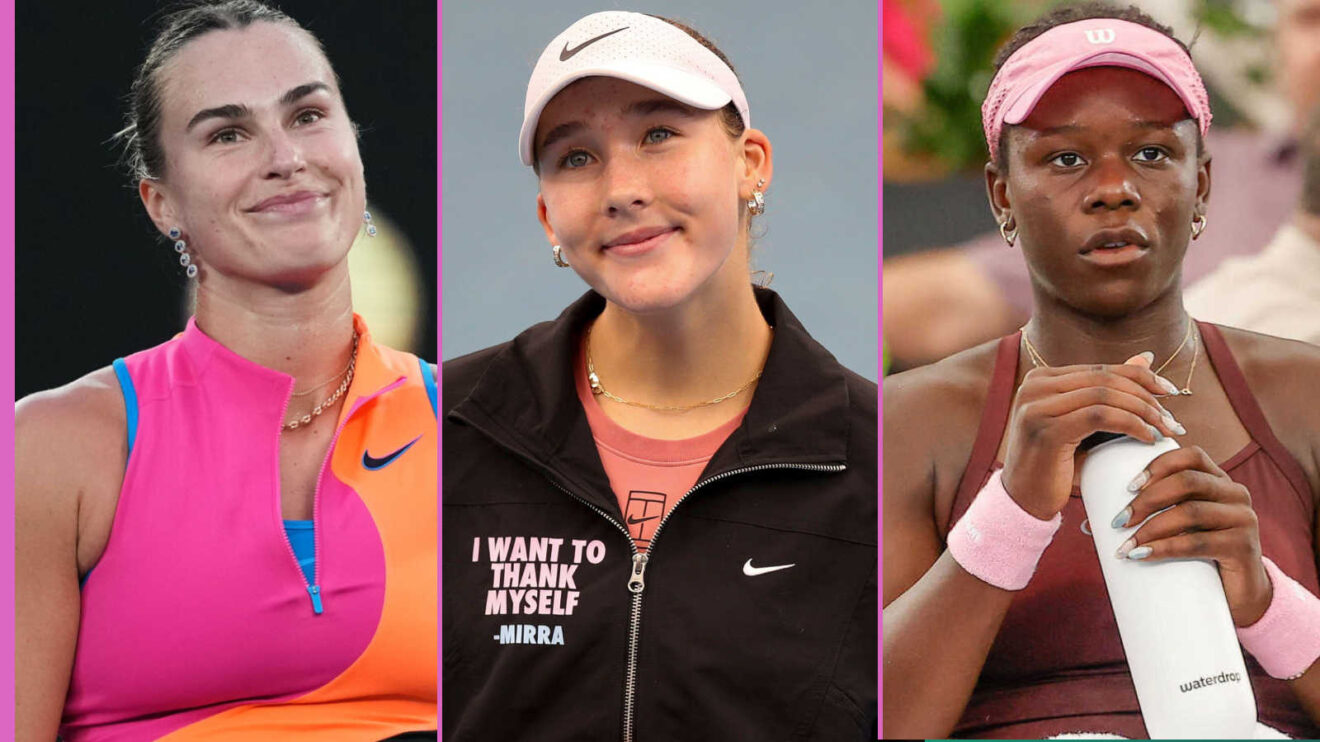 Pictured: Aryna Sabalenka, Mirra Andreeva and Victoria Mboko