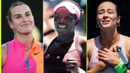 Pictured: Aryna Sabalenka, Victoria Mboko and Zeynep Sonmez