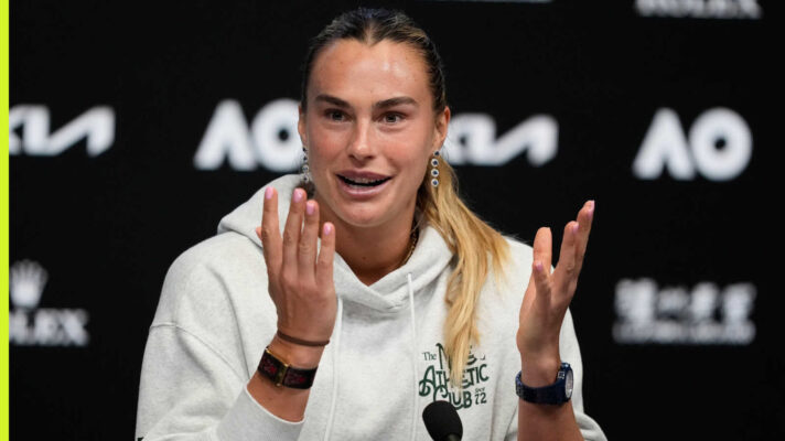 Pictured: Aryna Sabalenka at a press conference