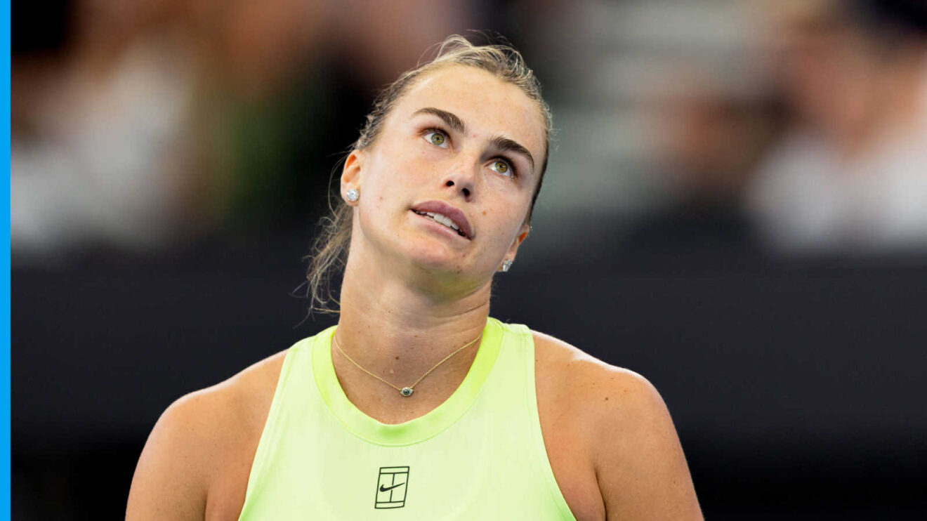 Pictured: Aryna Sabalenka during a match