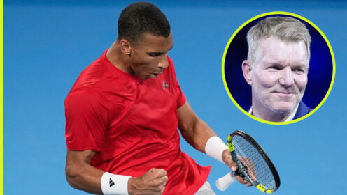 Pictured: Felix Auger-Aliassime and Jim Courier.