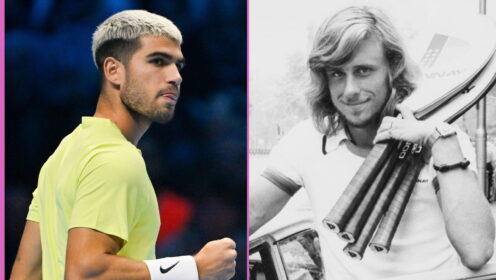 Pictured L-R: Carlos Alcaraz and Bjorn Borg.