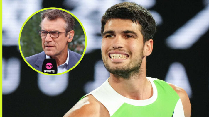 Pictured: Carlos Alcaraz with inset of Mats Wilander