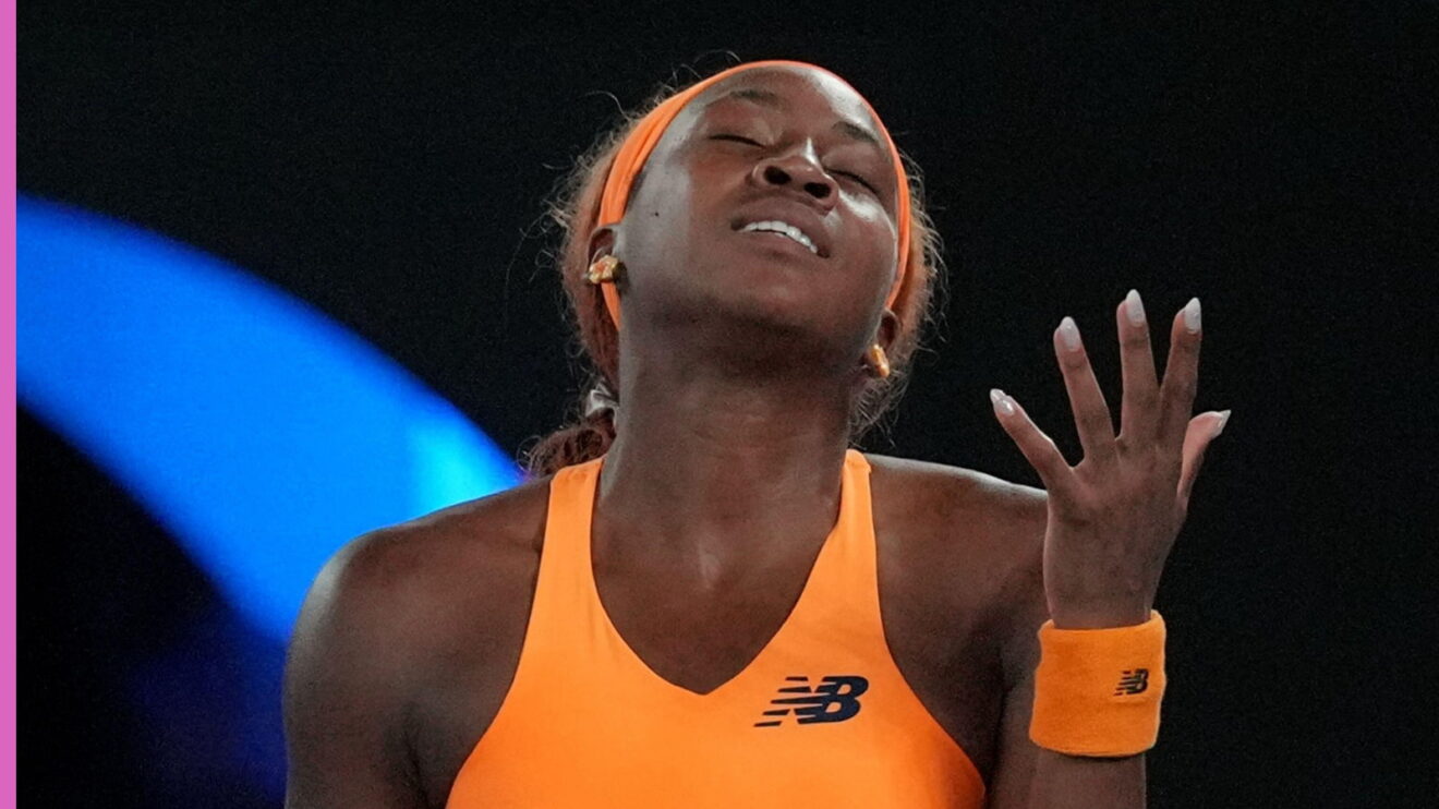 Pictured: Coco Gauff appears visibly frustrated during a match.