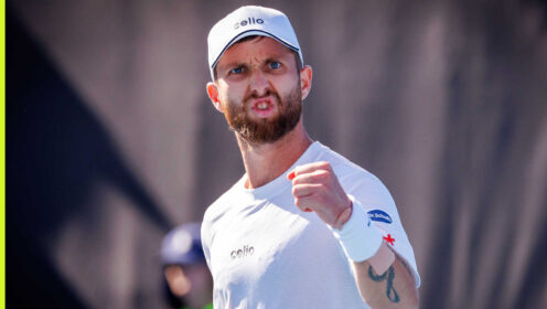 Pictured: Corentin Moutet during his match