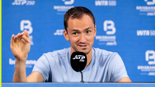 Daniil Medvedev speaks to reporters