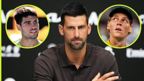 Novak Djokovic, Carlos Alcaraz and Jannik Sinner
