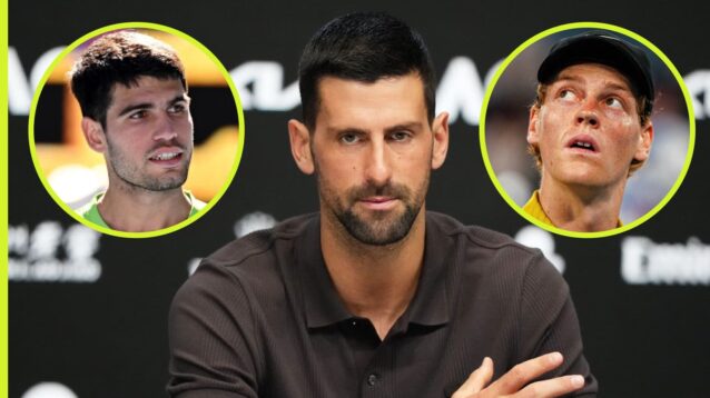 Novak Djokovic, Carlos Alcaraz and Jannik Sinner