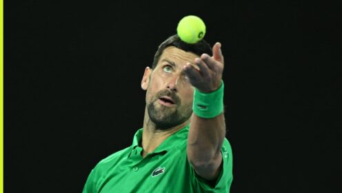 Novak Djokovic in action