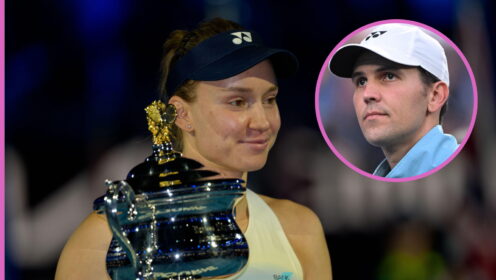 Pictured: Elena Rybakina and coach Stefano Vukov.