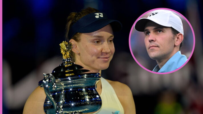 Pictured: Elena Rybakina and coach Stefano Vukov.