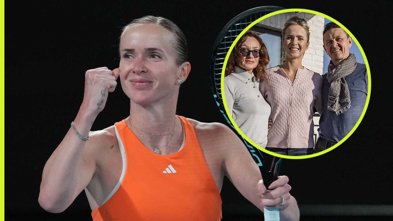 Pictured: Elina Svitolina with inset of her parents Mikhaylo Svitolin and Olena Svitolina