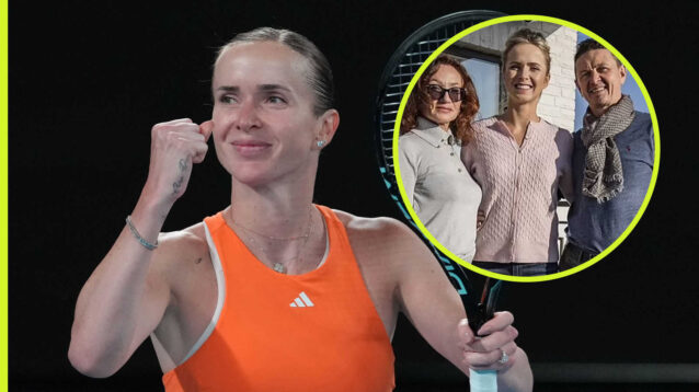 Pictured: Elina Svitolina with inset of her parents Mikhaylo Svitolin and Olena Svitolina