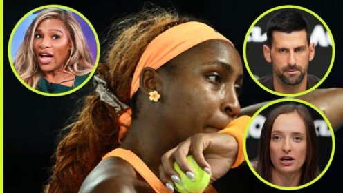 Coco Gauff with Serena Williams, Novak Djokovic and Iga Swiatek
