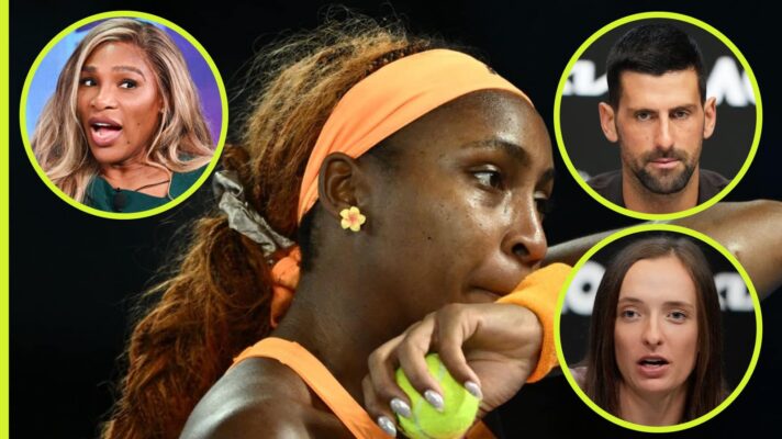 Coco Gauff with Serena Williams, Novak Djokovic and Iga Swiatek