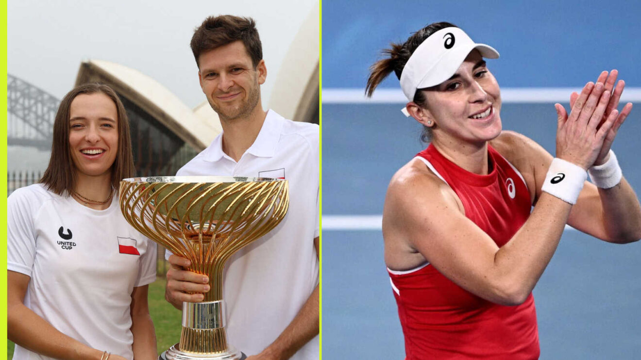 Pictured: Iga Swiatek and Hubert Hurkacz with Belinda Belinda Bencic