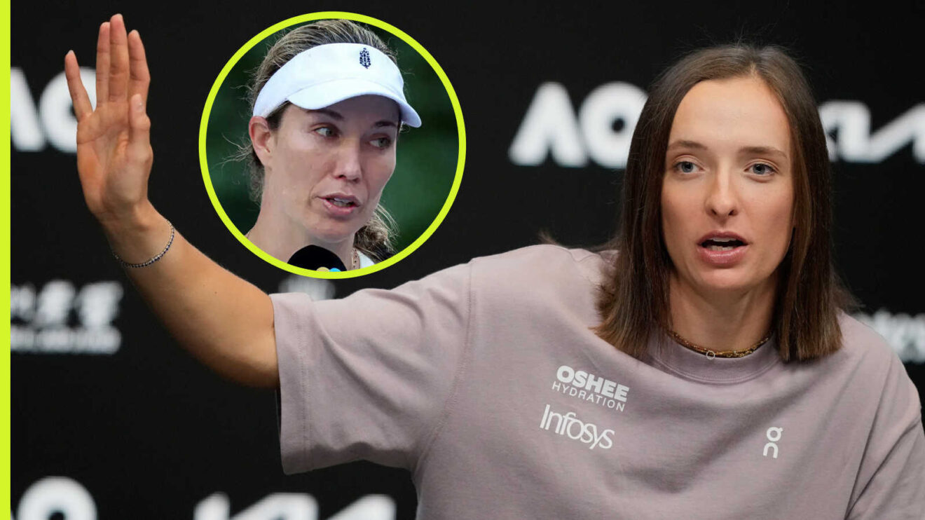 Pictured: Iga Swiatek with inset of Danielle Collins