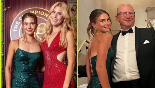 Pictured L-R: Iva Jovic with sister Mia Jovic, and father Bojan Jovic.